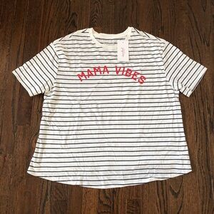Isabel by Ingrid + Isabel Women’s M Maternity Blue/White Striped “Mama” Tee NWT!